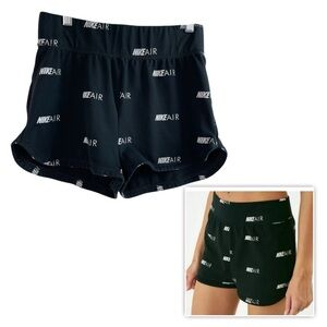 Nike Air Womens Logo Printed Shorts AOP Black-Size S  Casual Running Cotton Blen